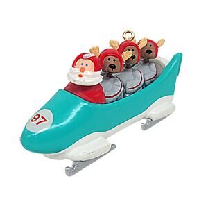 Vtg 1997 Hallmark Santa Reindeer Bobsled DOWNHILL RUN Keepsake Ornament CL2